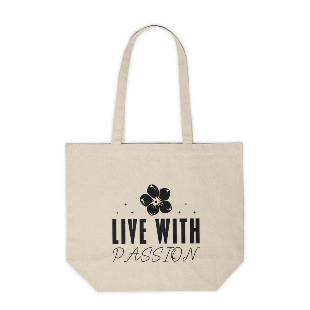 Live With Passion Motivational Custom Canvas Tote Bag